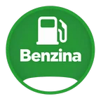 Icona del carburante Benzina: simbolo bianco su disco verde