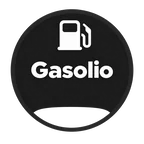 Icona del carburante Gasolio: simbolo bianco su disco nero