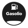 Icona del carburante Gasolio: simbolo bianco su disco nero
