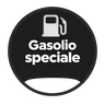 Icona del carburante Gasolio speciale: simbolo bianco su disco grigio scuro