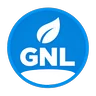 Icona del carburante GNL: simbolo bianco su disco blu