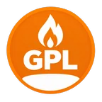 Icona del carburante GPL: simbolo bianco su disco arancione