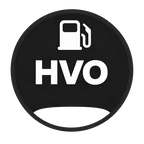 Icona del carburante HVO: simbolo bianco su disco nero