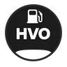 Icona del carburante HVO: simbolo bianco su disco nero