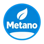 Icona del carburante Metano: simbolo bianco su disco blu